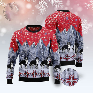 FUNSTUFFPRINT Bernese Mountain Dog Snow Ugly Christmas Sweater, Dog Ugly Christmas Sweater, Ugly Dog Sweaters Ugly Sweater
