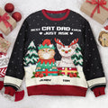 FUNSTUFFPRINT Custom Best Cat Dad Ever Just Ask Ugly Sweater