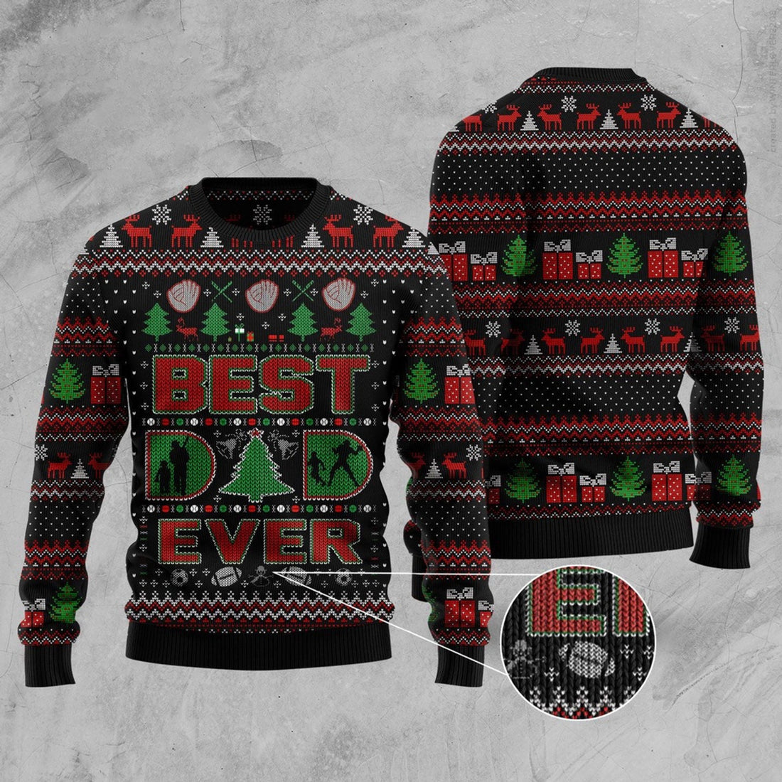 FUNSTUFFPRINT Best Dad Ever Ugly Christmas Sweater, Christmas Sweater, Ugly Sweater, Funny Xmas Sweaters Ugly Sweater