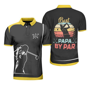 Best Papa By Par Golf Lover Short Sleeve Polo Shirt, Vintage Polo Shirt, Best Golf Shirt For Men