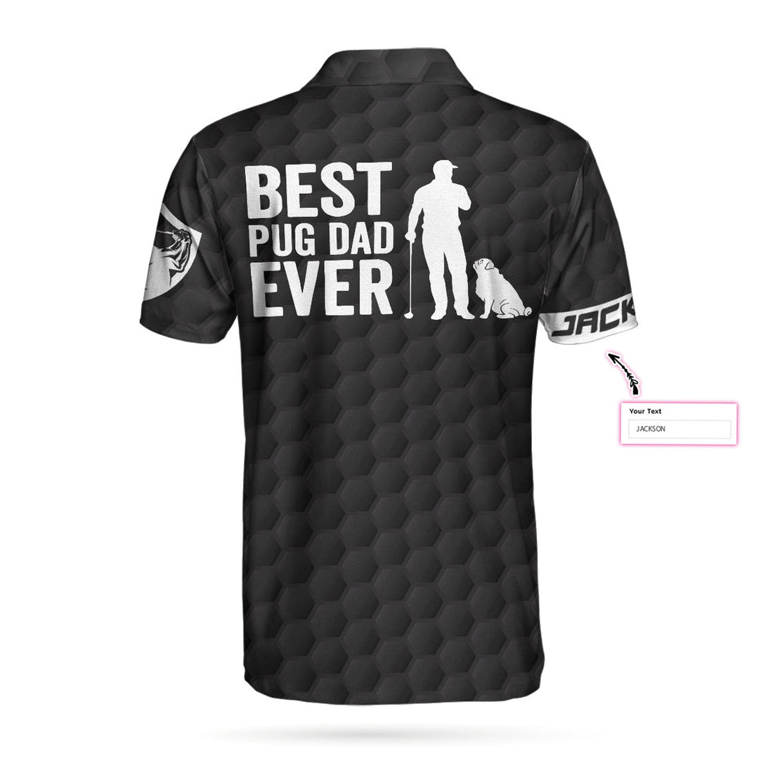 Custom Best Pug Dad Ever Golfer Custom Men Polo Shirt, Personalized Black American Flag Golf Shirt For Men, Golf Shirt For Pug Lovers, Pug Dad