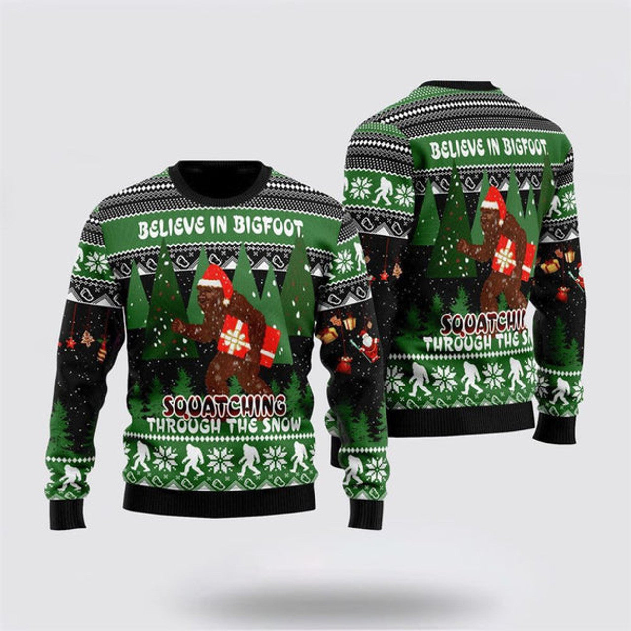 FUNSTUFFPRINT Bevieve In Bigfoot Ugly Christmas Sweater For Men, Best Gift For Christmas, Christmas Fashion Winter Ugly Sweater