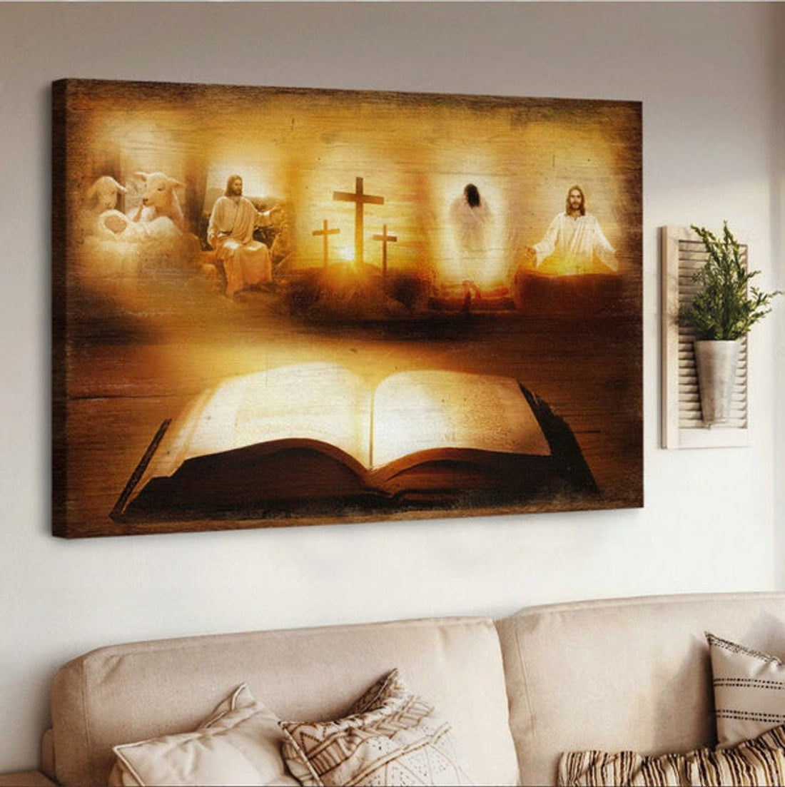Bible Jesus Christ Light From Heaven Canvas Wall Art - Jesus Canvas Pictures - Christian Wall Posters