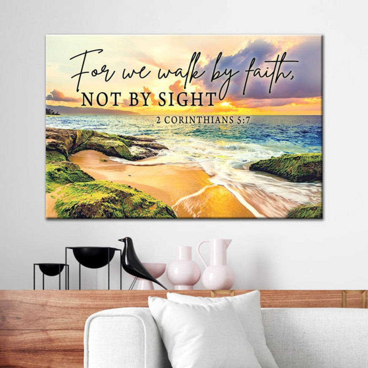 Bible Verse Wall Art 2 Corinthians 57 We Walk By Faith Not By Sight Wall Art Canvas Print - Religious Wall Decor