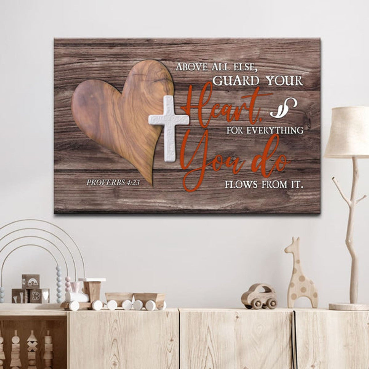 Bible Verse Wall Art Above All Else Guard Your Heart Proverbs 423 Canvas Art - Religious Wall Decor