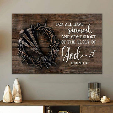 Bible Verse Wall Art For All Have Sinned Kjv Romans 323 Canvas Print - Religious Wall Decor
