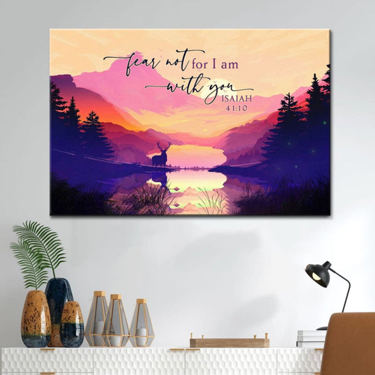 Bible Verse Wall Art Isaiah 4110 Fear Not For I Am With You Mountain Wall Art Canvas - Religious Wall Decor