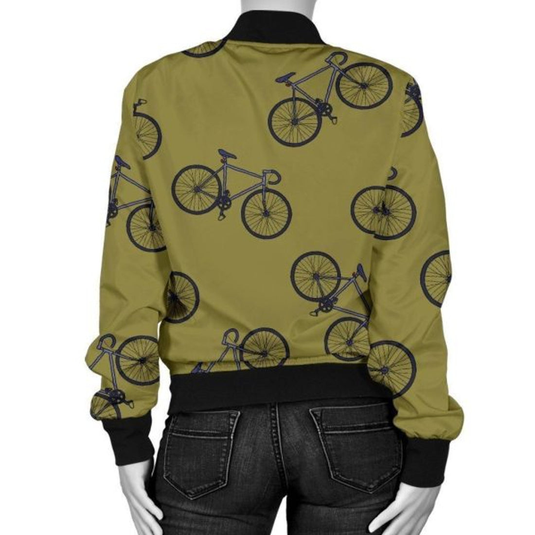 FUNSTUFFPRINT Bicycle Print Pattern Women Casual 3D Bomber Jacket