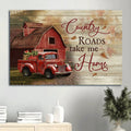 Big House Red Ladybug Car Peace Farm Country Roads Take Me Home Canvas Wall Art - Christian Wall Decor