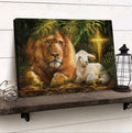 Big Lion King Beautiful Lamb Unique Cross Lion Of Judah Lamb Of God Canvas Wall Art - Christian Poster - Religious Wall Decor