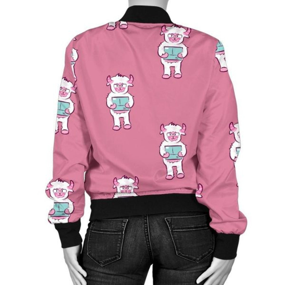 FUNSTUFFPRINT Bigfoot Pattern Print Women Casual 3D Bomber Jacket