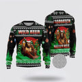 FUNSTUFFPRINT Bigfoot Beer Christmas Green And Black Pattern Ugly Christmas Sweater – Best Gift For Christmas Ugly Sweater