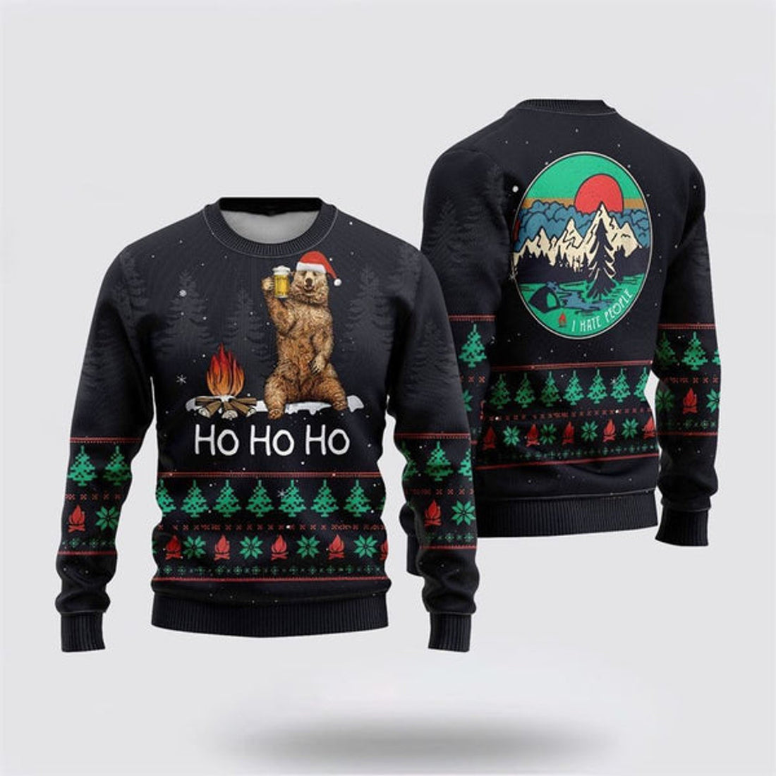 FUNSTUFFPRINT Bigfoot Beer Ho Ho Ho Ugly Christmas Sweater For Men, Best Gift For Christmas, Christmas Fashion Winter Ugly Sweater