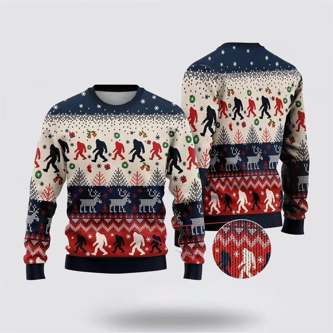 FUNSTUFFPRINT Bigfoot Christmas Sweater – Best Gift For Christmas Ugly Sweater