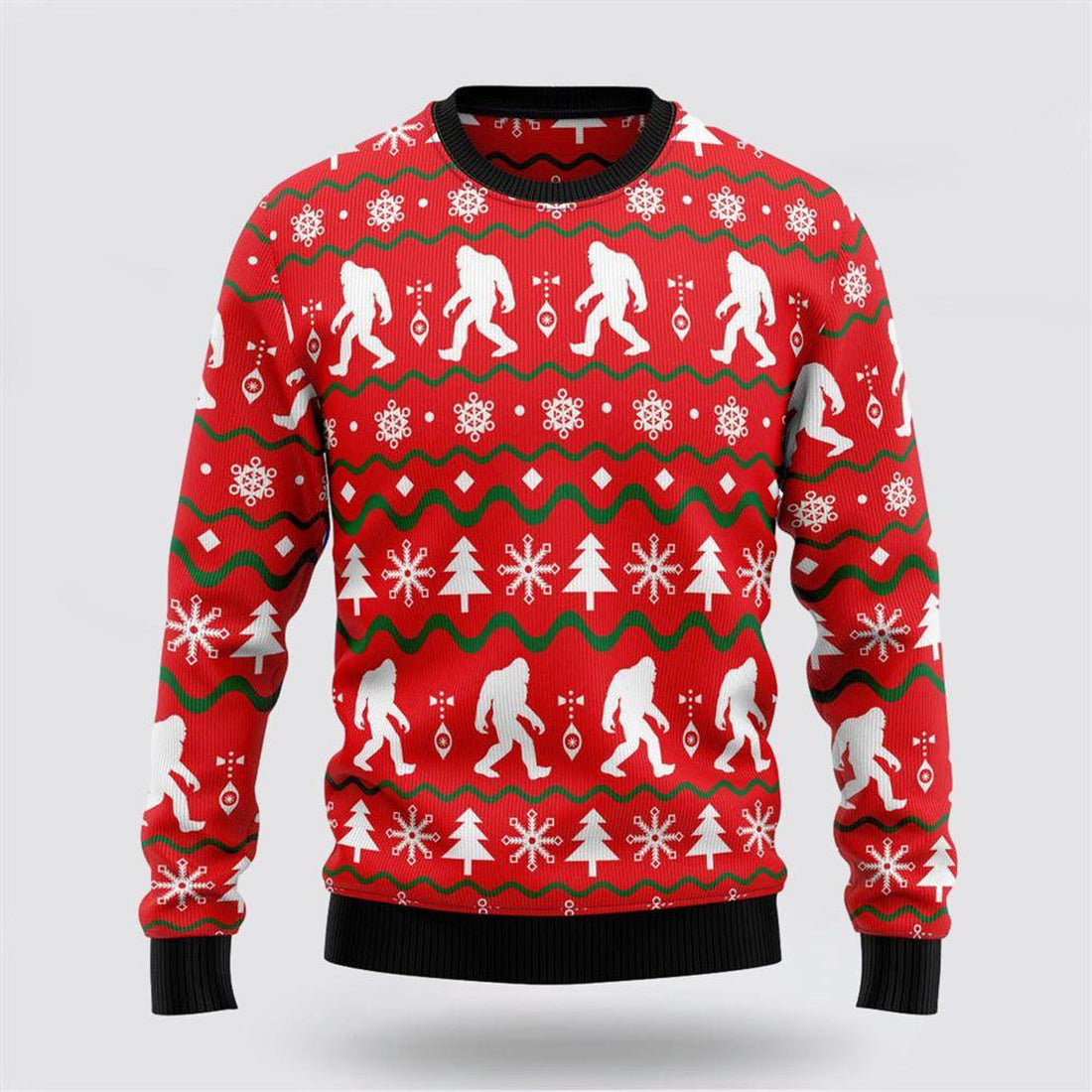 FUNSTUFFPRINT Bigfoot Christmas Sweater – Gifts For Bigfoot Believers Ugly Sweater