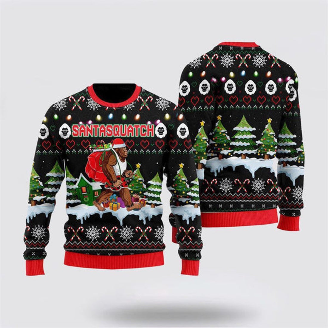FUNSTUFFPRINT Bigfoot Christmas Ugly Christmas Sweater For Men, Best Gift For Christmas, Christmas Fashion Winter Ugly Sweater