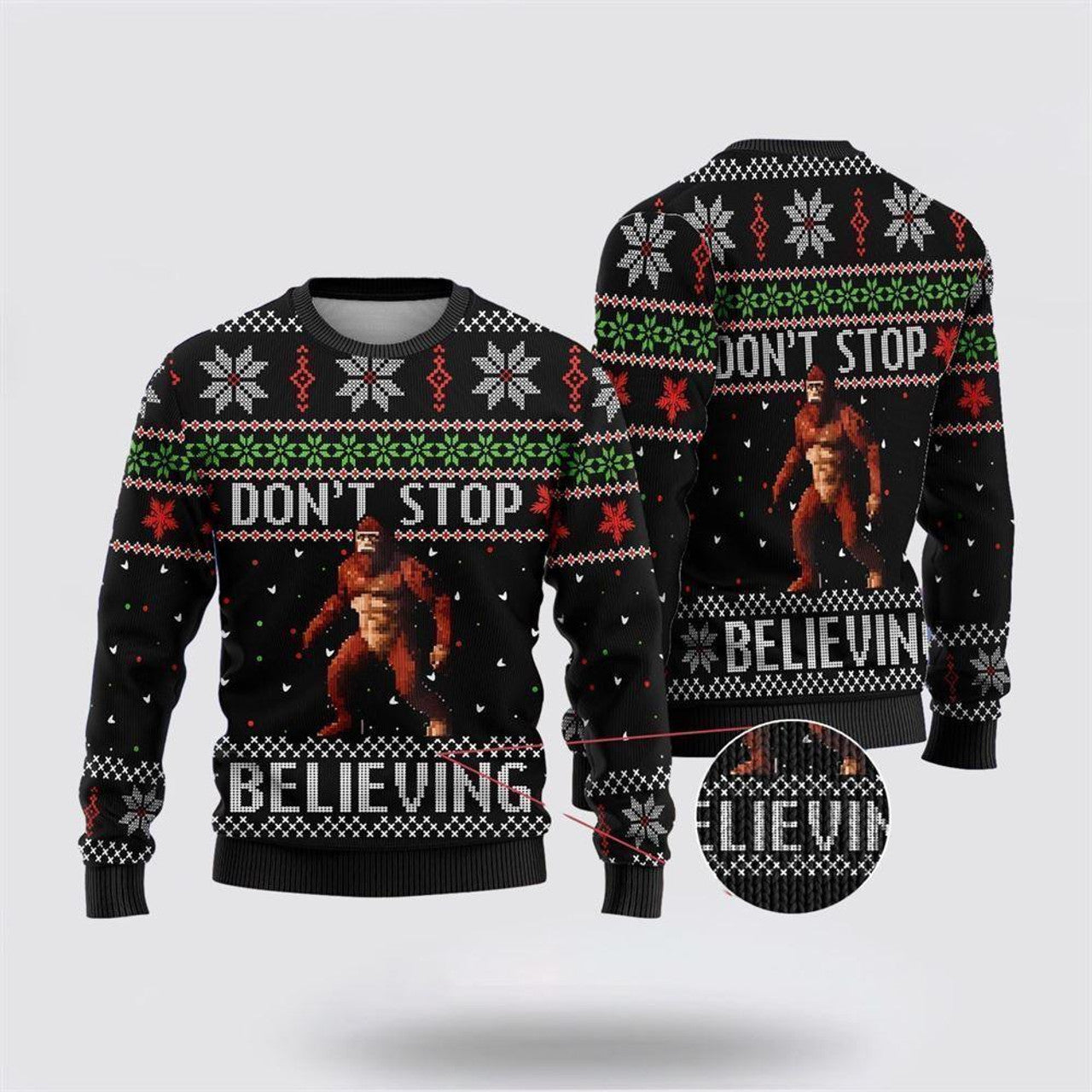 FUNSTUFFPRINT Bigfoot Don’t Stop Ugly Christmas Sweater – Best Gift For Christmas Ugly Sweater