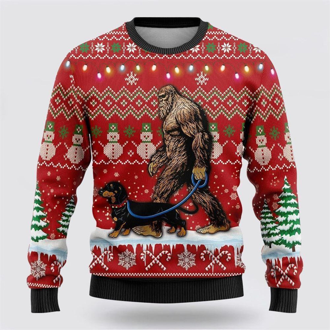 FUNSTUFFPRINT Bigfoot Goes To Spend Christmas With Husky Ugly Christmas Sweater – Best Gift For Christmas Ugly Sweater
