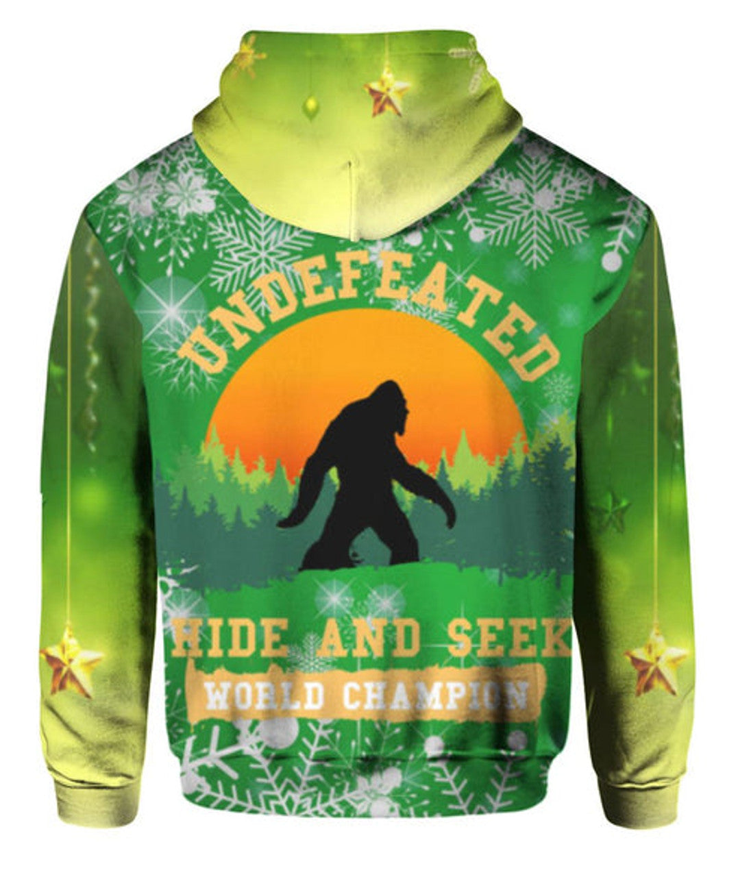 FUNSTUFFPRINT 3D Bigfoot Hide And Seek Christmas All Over 3D Hoodie and Zip Hoodie