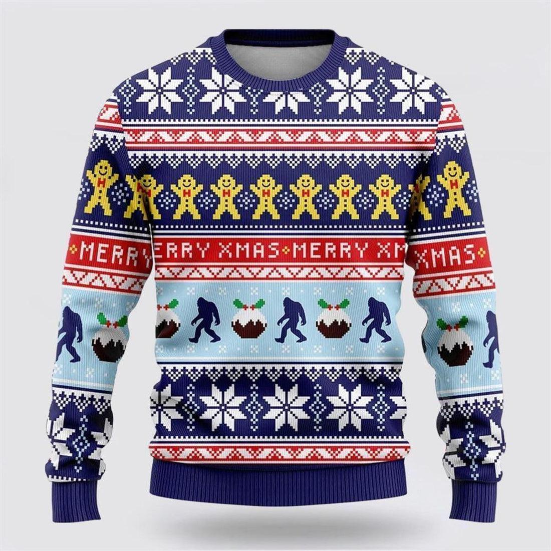 FUNSTUFFPRINT Bigfoot Merry Xmas Ugly Christmas Sweater – Best Gift For Christmas Ugly Sweater