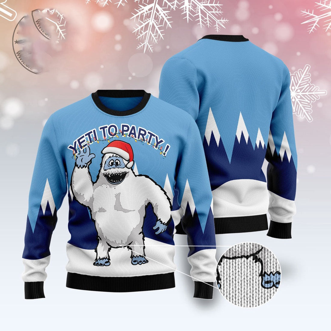 FUNSTUFFPRINT Bigfoot Party Ugly Christmas Sweater, Christmas Sweater, Ugly Sweater, Funny Xmas Sweaters Ugly Sweater