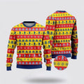 FUNSTUFFPRINT Bigfoot Red And Yellow Pattern Ugly Christmas Sweater – Best Gift For Christmas Ugly Sweater