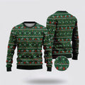 FUNSTUFFPRINT Bigfoot Santa Claus Green Pattern Ugly Christmas Sweater – Best Gift For Christmas Ugly Sweater