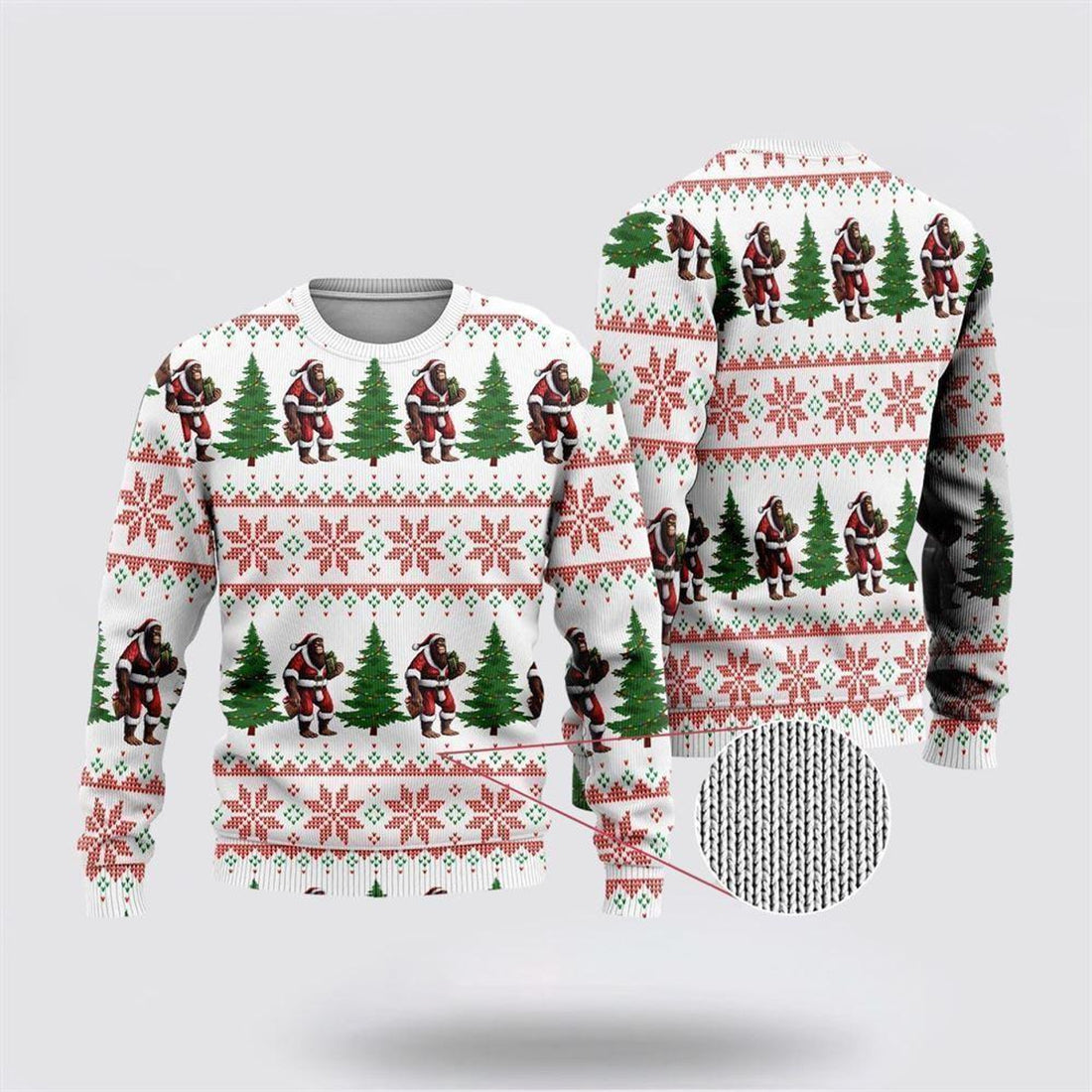 FUNSTUFFPRINT Bigfoot Santa Gift Ugly Christmas Sweater – Best Gift For Christmas Ugly Sweater