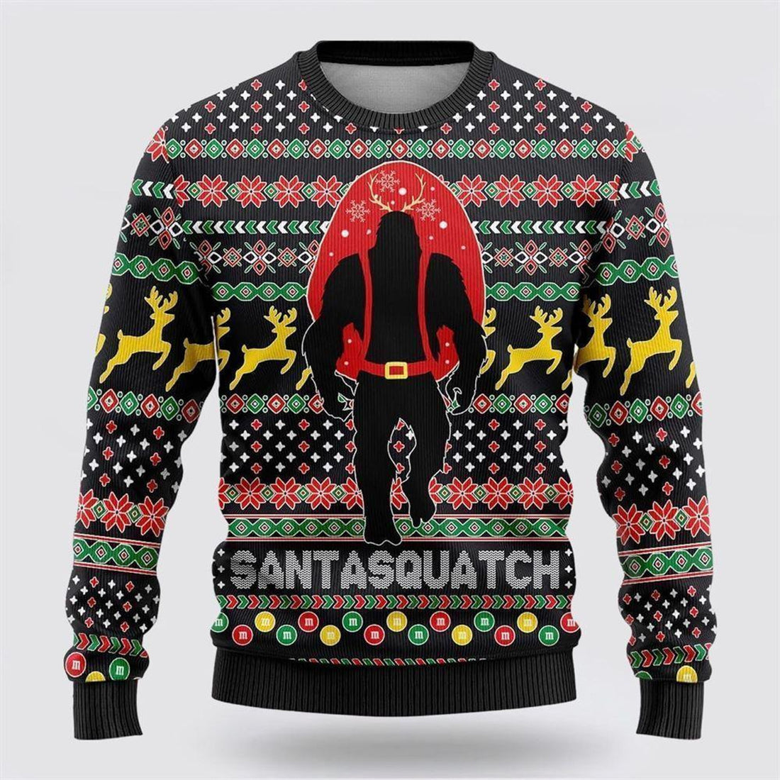 FUNSTUFFPRINT Bigfoot Santa Squatch Ugly Christmas Sweater – Best Gift For Christmas Ugly Sweater