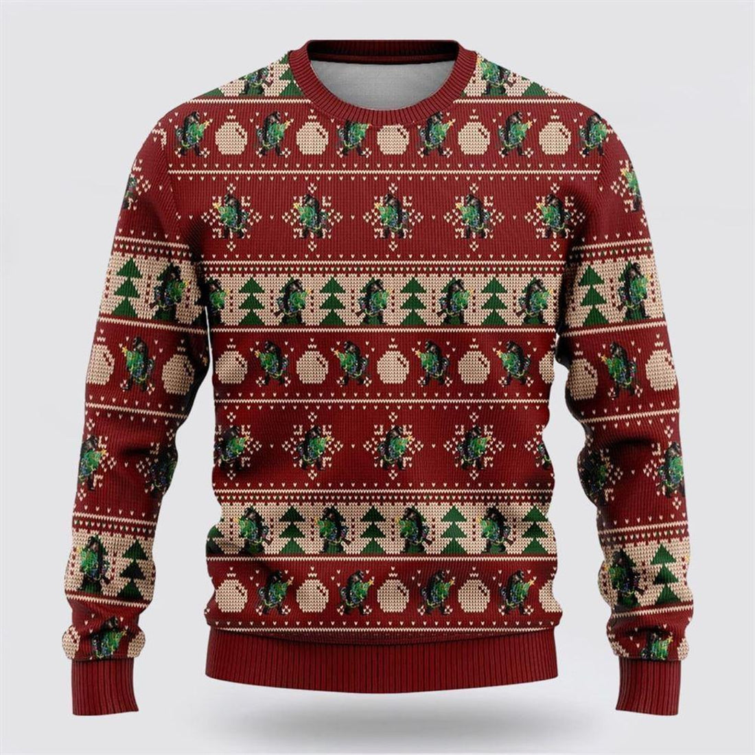 FUNSTUFFPRINT Bigfoot Sasquatch Ugly Christmas Sweater – Best Gift For Christmas Ugly Sweater