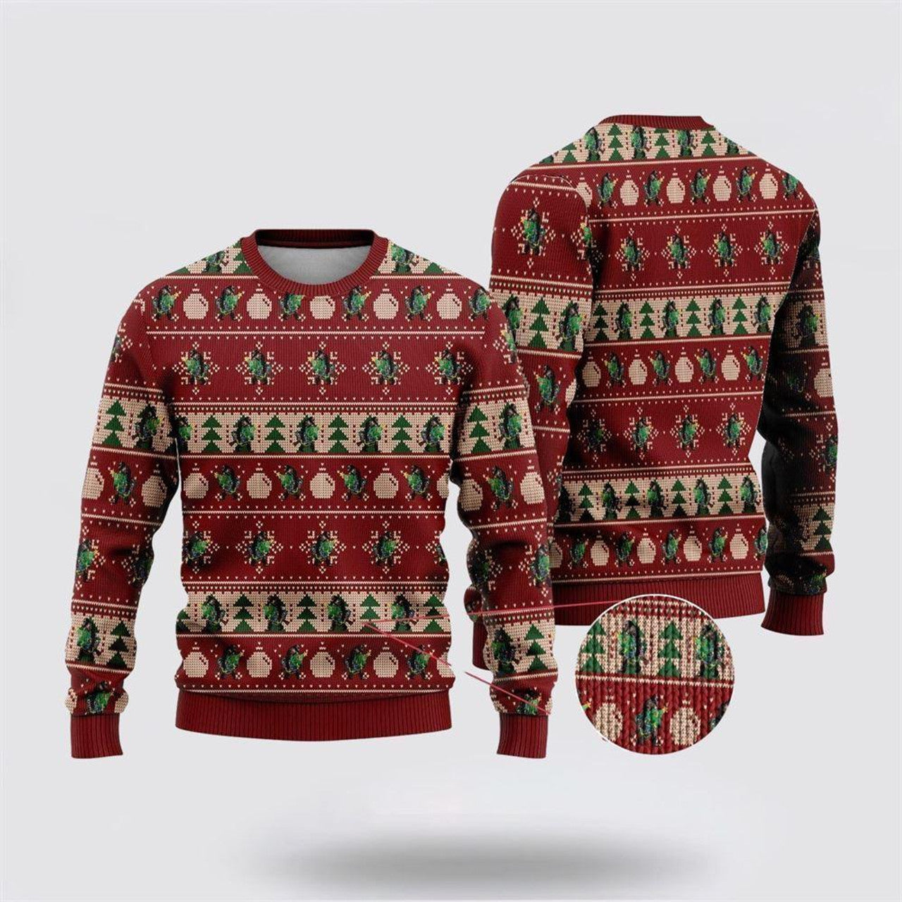 FUNSTUFFPRINT Bigfoot Sasquatch Ugly Christmas Sweater – Best Gift For Christmas Ugly Sweater