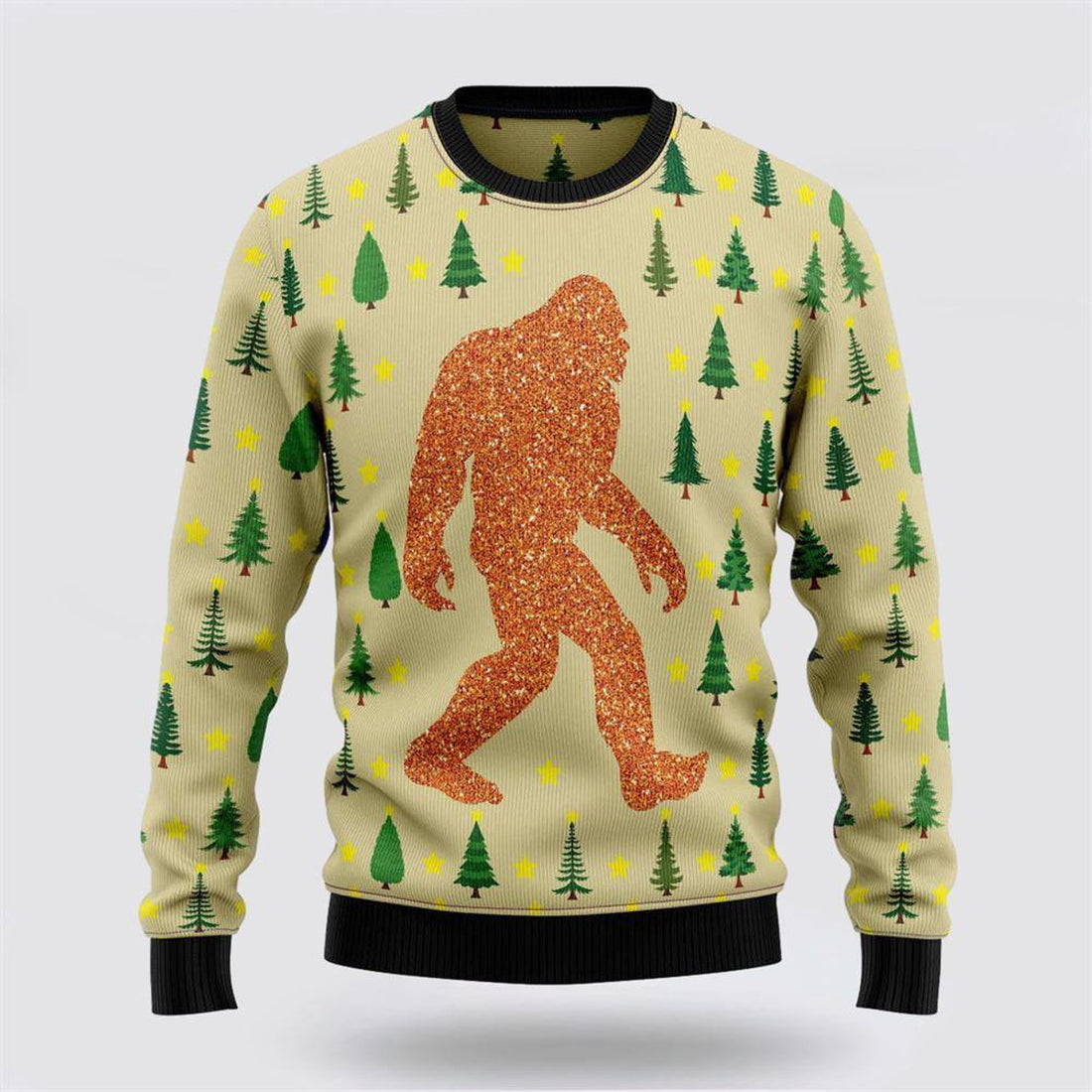 FUNSTUFFPRINT Bigfoot Sasquatch Ugly Christmas Sweater – Gifts For Bigfoot Lovers Ugly Sweater
