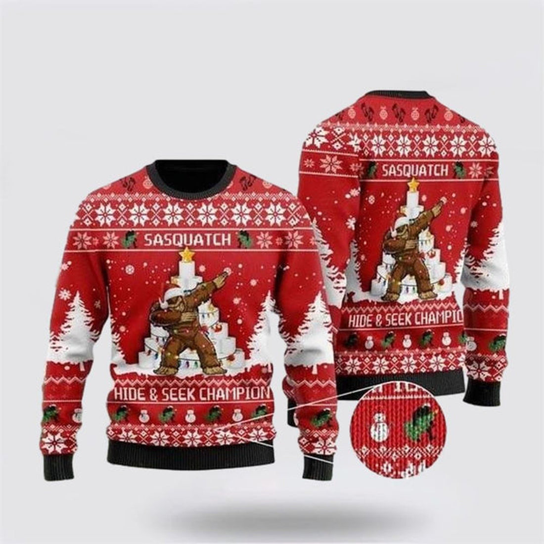 FUNSTUFFPRINT Bigfoot Snowman Ugly Christmas Sweater For Men, Best Gift For Christmas, Christmas Fashion Winter Ugly Sweater