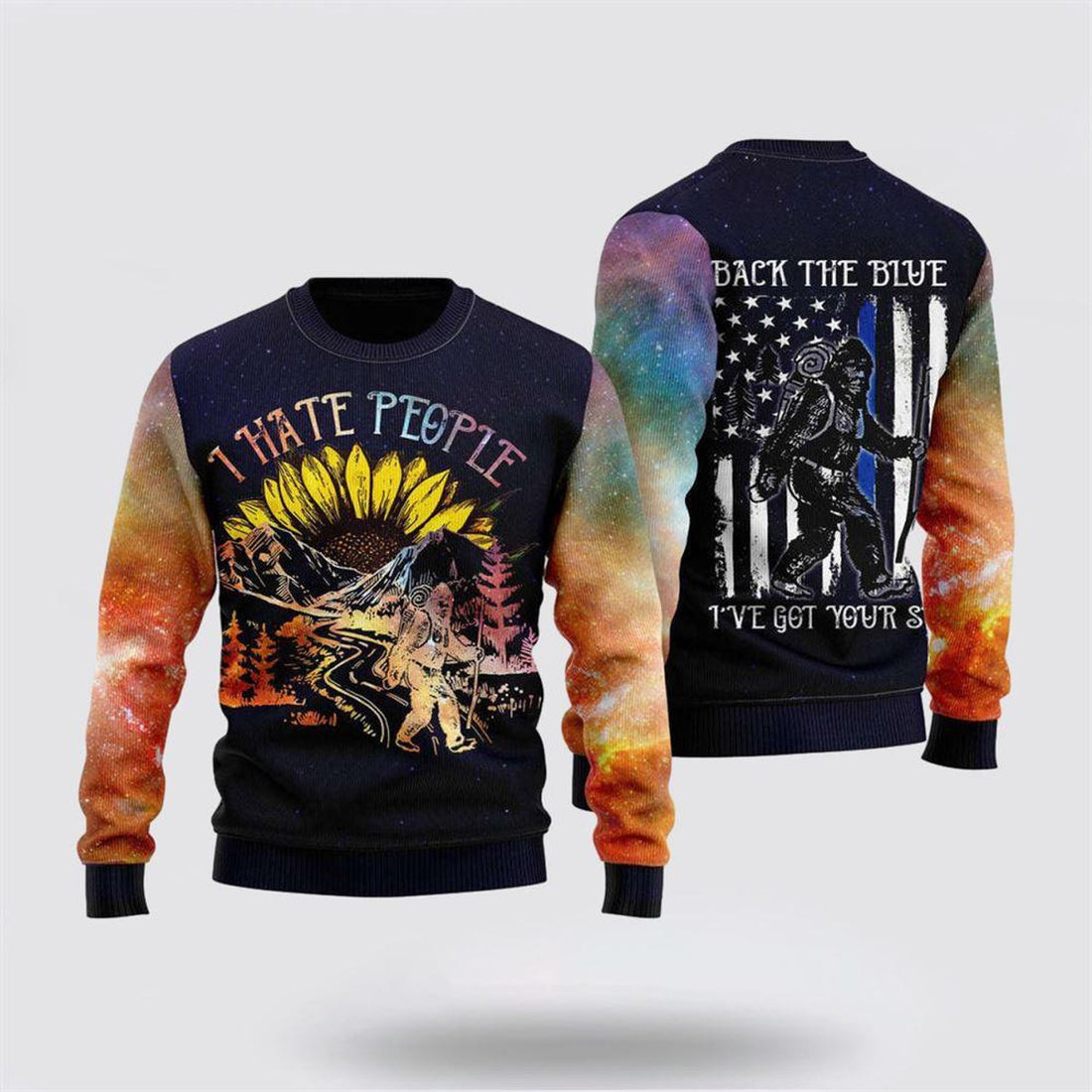FUNSTUFFPRINT Bigfoot Sunflower Ugly Christmas Sweater For Men & Women – Gifts For Bigfoot Lovers Ugly Sweater