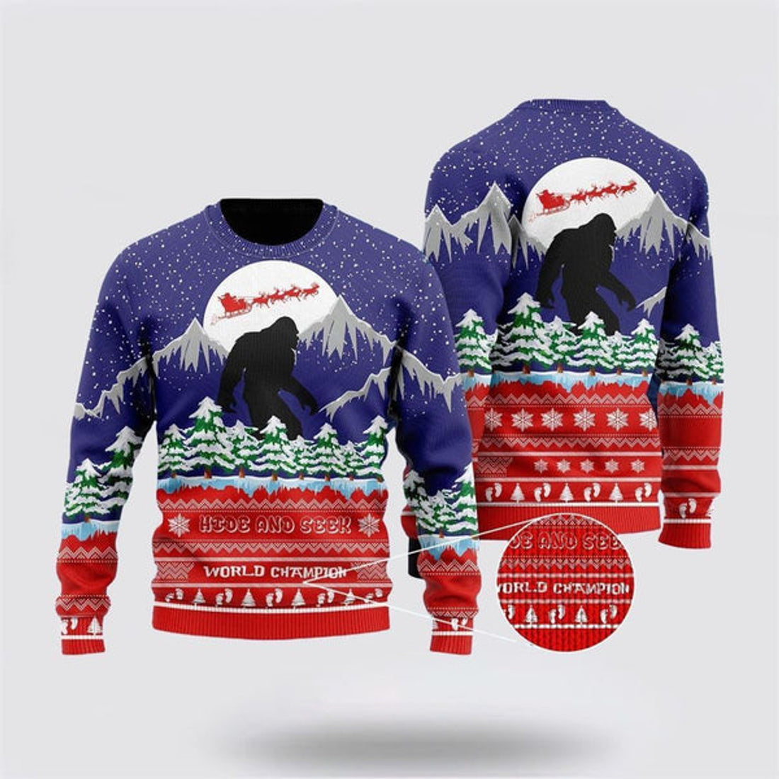 FUNSTUFFPRINT Bigfoot Sweater, World Champion Ugly Christmas Sweater For Men, Best Gift For Christmas, Christmas Fashion Winter Ugly Sweater