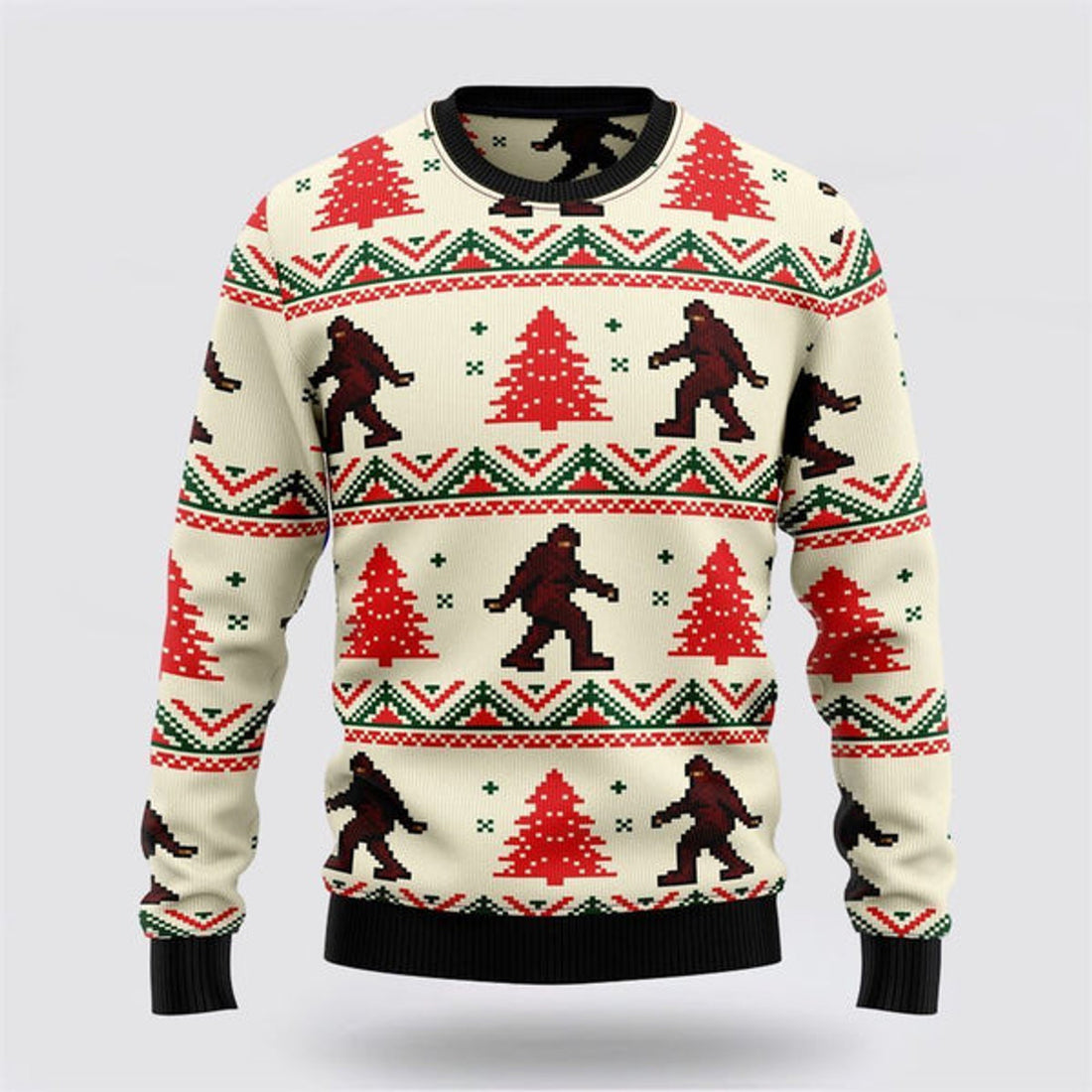 FUNSTUFFPRINT Bigfoot Tree Ugly Christmas Sweater For Men, Best Gift For Christmas, Christmas Fashion Winter Ugly Sweater