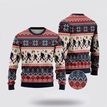 FUNSTUFFPRINT Bigfoot Ugly Christmas Sweater – Best Gift For Christmas Ugly Sweater