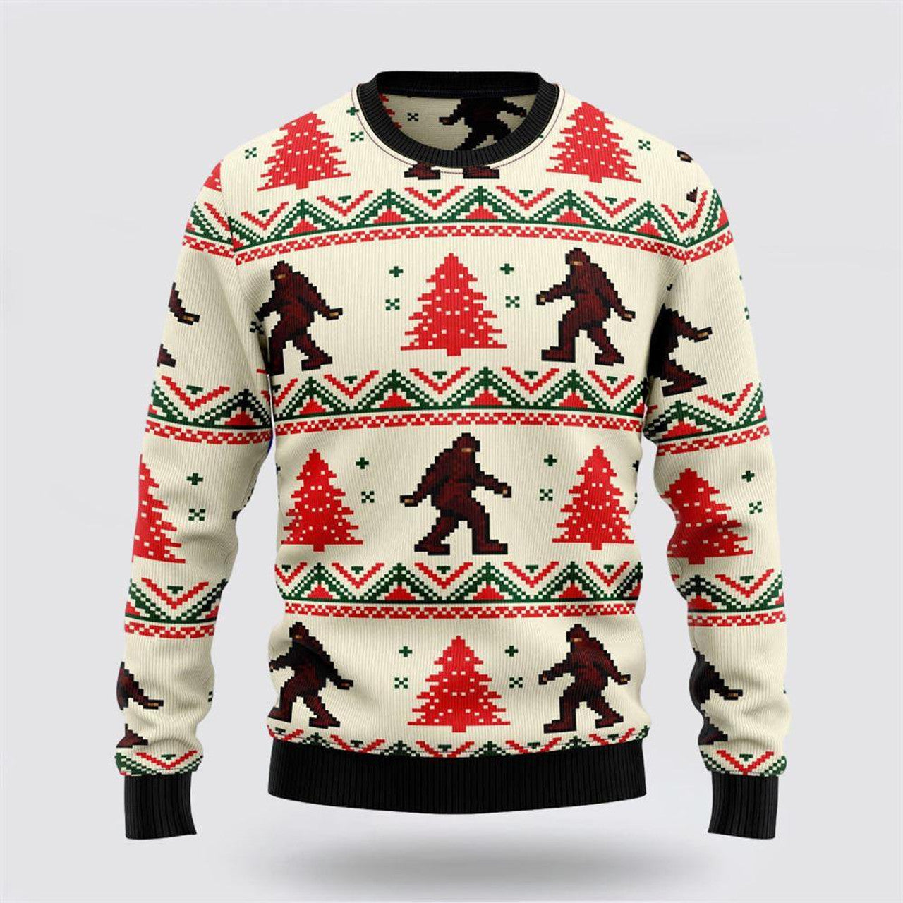 FUNSTUFFPRINT Bigfoot Ugly Christmas Sweater – Gift For Christmas Ugly Sweater