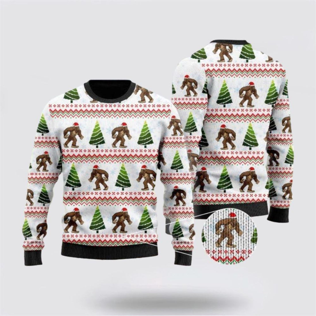 FUNSTUFFPRINT Bigfoot Ugly Christmas Sweater – Gifts For Bigfoot Believers Ugly Sweater