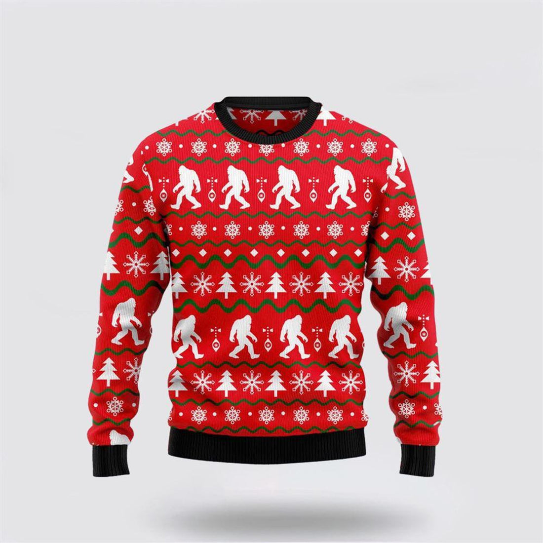 FUNSTUFFPRINT Bigfoot Ugly Christmas Sweater – Gifts For Bigfoot Lovers Ugly Sweater