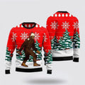 FUNSTUFFPRINT Bigfoot Walks Through The Christmas Pine Forest Ugly Christmas Sweater – Best Gift For Christmas Ugly Sweater