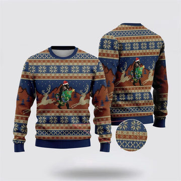 FUNSTUFFPRINT Bigfoot Wearing Christmas Hats Ugly Christmas Sweater – Best Gift For Christmas Ugly Sweater