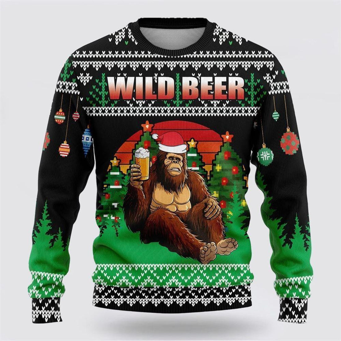 FUNSTUFFPRINT Bigfoot Wild Beer Ugly Christmas Sweater – Best Gift For Christmas Ugly Sweater