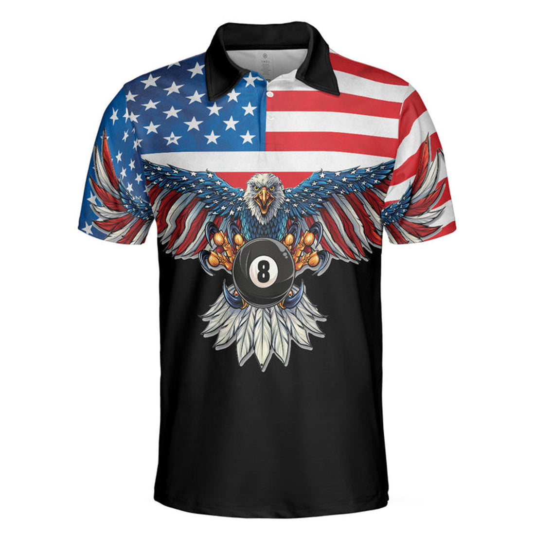 Custom 3D All Over Print Billiards American Eagle Golf Polo Shirt For Men - Gifts For Golfers Men