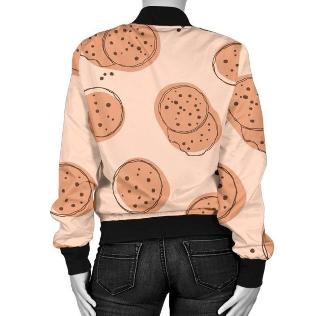 FUNSTUFFPRINT Biscuit Cookie Print Pattern Women Casual 3D Bomber Jacket