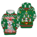 FUNSTUFFPRINT 3D Bitbull Dog Bell Christmas All Over 3D Hoodie and Zip Hoodie