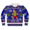 FUNSTUFFPRINT Bite me Gingerbread Ugly Christmas Sweater, Christmas Sweater, Ugly Sweater, Funny Xmas Sweaters Ugly Sweater