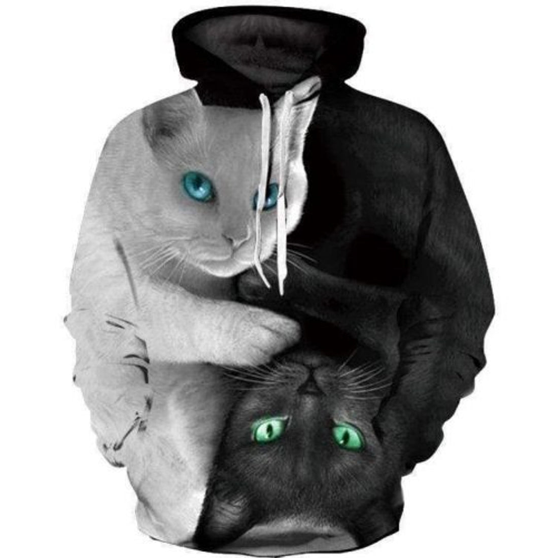 FUNSTUFFPRINT Cat 3D All Over Hoodie Black And White 3D Hoodie and Zip Hoodie