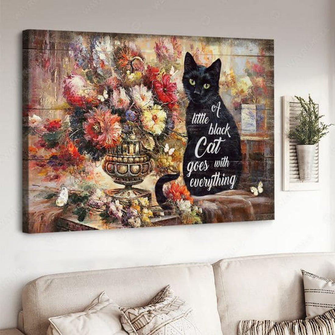 Black Cat Poster, A Little Black Cat, Goes With Everything Poster and Canvas