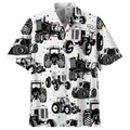 Black And White Tractor Background Design Hawaiian Shirt